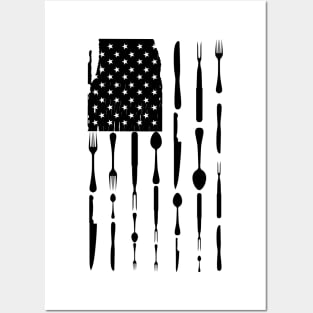 Chef Cook Tools In American Flag Posters and Art